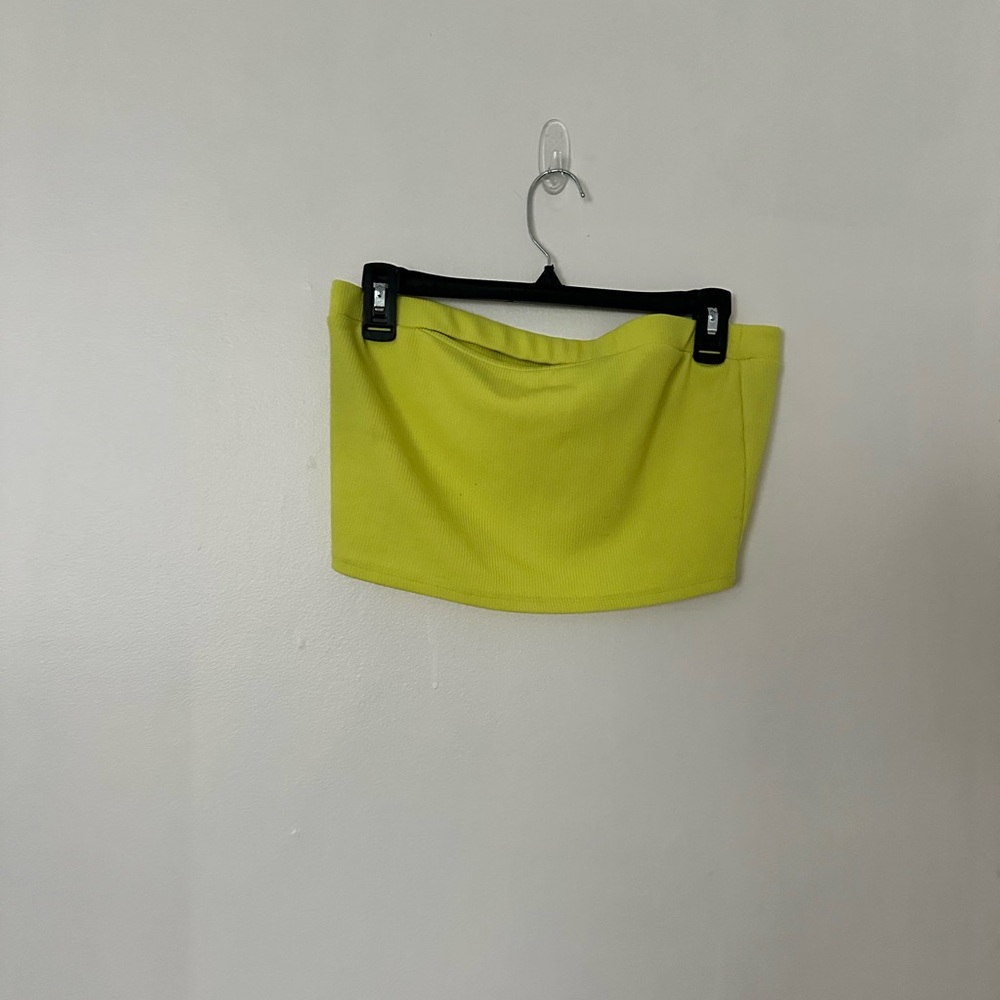 Forever 21 Neon Yellow Strapless Crop